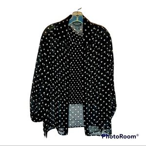 Vintage Notations 2 piece polka dot blouse set size medium